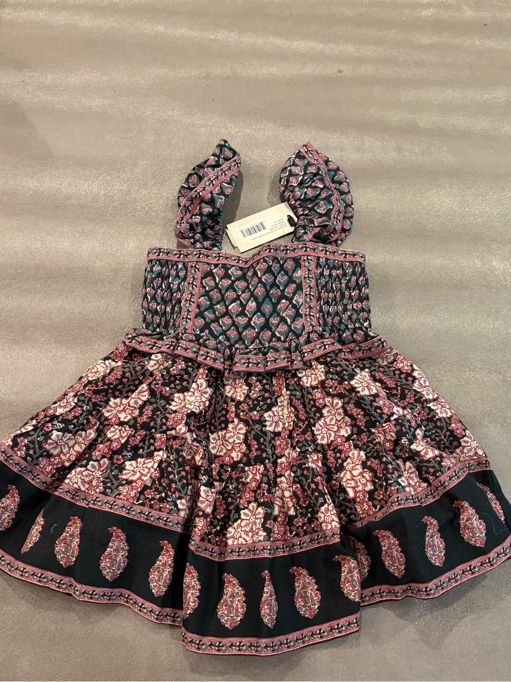 Sea Floral Tiered Ruffle Skirt in Black, Pink, Green, Donna Print. Size 2
